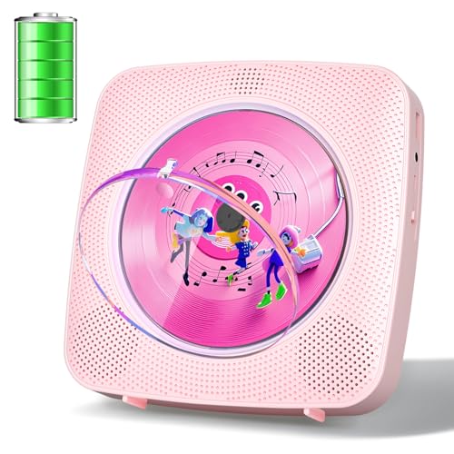Gueray Portable CD Player Bluetooth: CD Players for Home Rechargeable Desktop Wall Portable CD Player with Bluetooth & Dual Speakers 1800mAh Boombox FM Radio USB Type-C MP3 Music Player