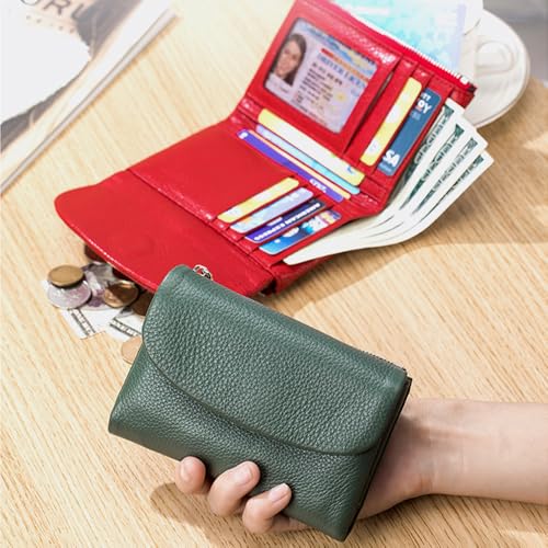 Unisex Pebble Leather Wallet, Short Genuine Leather Coin & Card Holder, RFID Blocking, Unisex Clutch Bags, Can Hold Coins, Id Cards (Taro Purple)3