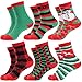 Gilbin's Mens Fuzzy and Soft Christmas Holiday Socks, Anti Slip Socks Sole, 6 Pack, Size 10-13