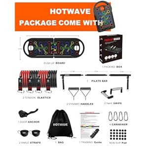 HOTWAVE Push Up Board Fitness, Portable Foldable 20 in 1 Push Up Bar at Home Gym, Pushup Handles for Floor. Professional Strength Training Equipment For Man and Women,Patent Pending HOTWAVE Push Up Board Fitness Portable Foldable 20 in 1 Push Up Bar at Home Gym Pushup Handles for Floor Professional Strength Training Equipment For Man and WomenPatent Pending