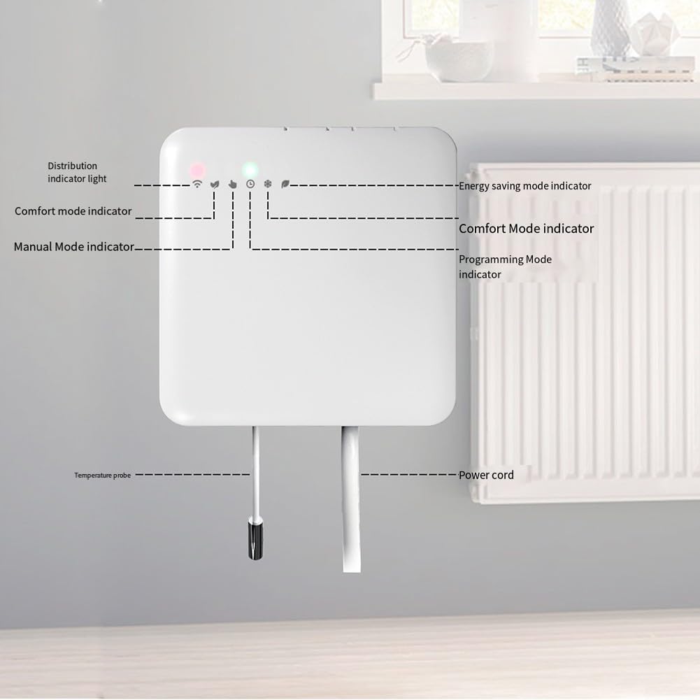 Thermostat de radiateur électrique intelligent Tuya, interrupteur de contrôle de température programmable, fonction d'ouverture de fenêtre, 6 modes de chauffage