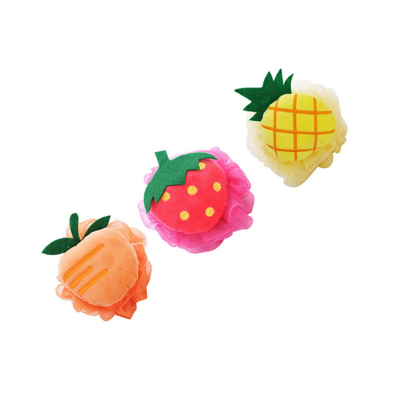 Housoutil 9stücke Teiliges Fruchtförmiger Duschschwamm Badeschwämme Aus Weichem Mesh Für Körperpeeling Und Sanfte Reinigung Für Erwachsene Und Junge Mädchen Erdbeere Ananas Mango