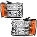 For 2007-2014 GMC Sierra 1500/2500HD/3500HD Headlight Assembly OE Style Replacement Headlamps Chrome housing with Amber Reflector Clear Lens (Driver and Passenger Side)