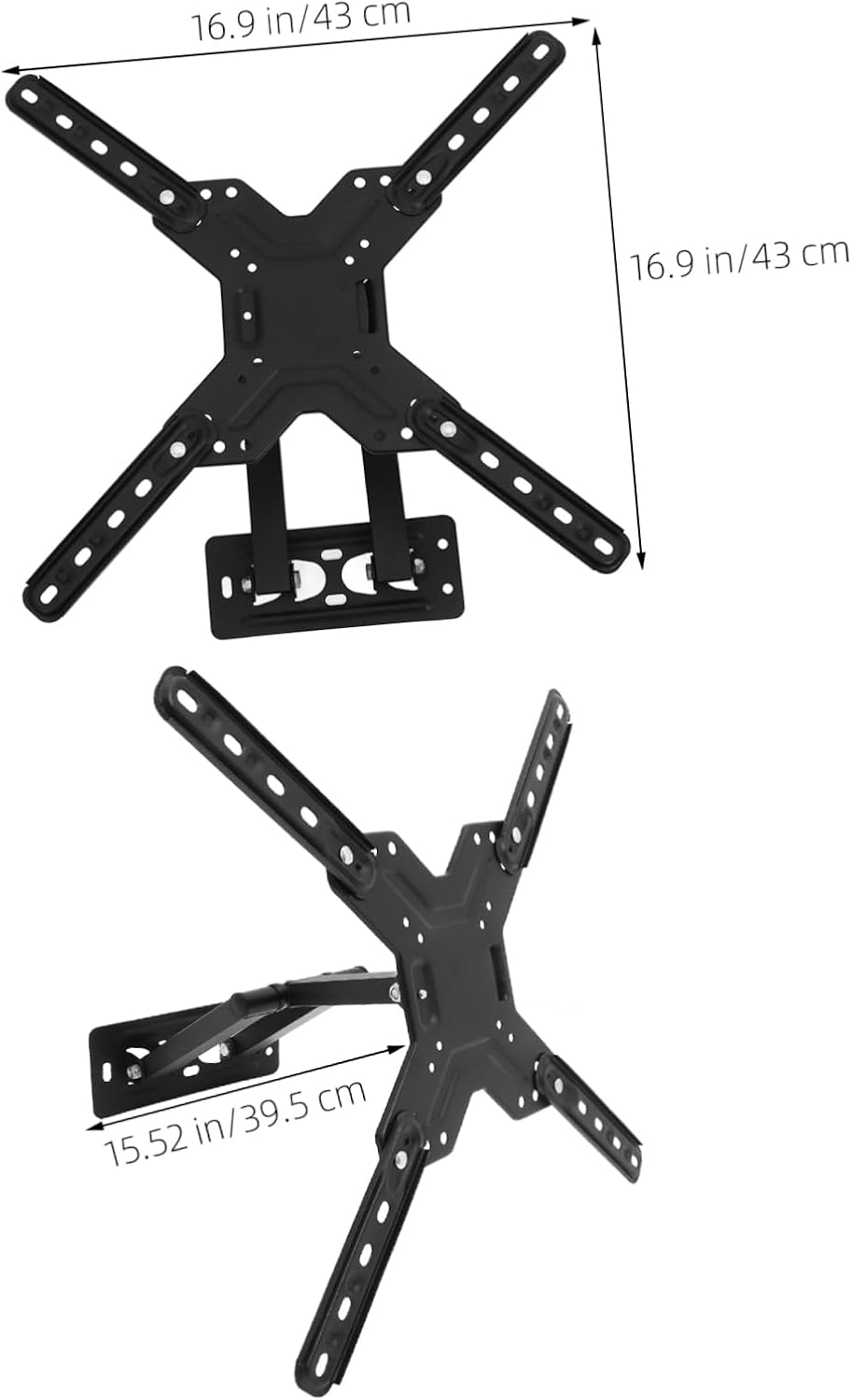 Tv Wall Mount Full Motion Black Monitor Bracket Sturdy Construction Easy Install