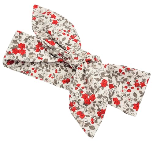 Bandeau à cheveux pour bébé et enfants - thème motifs multicolores (petites fleurs rouges et grises)