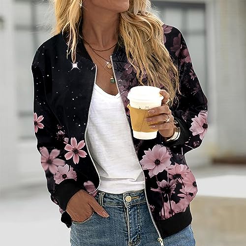 Chaqueta bomber para mujer con estampado 3D ideal para un look urbano y casual diario 3