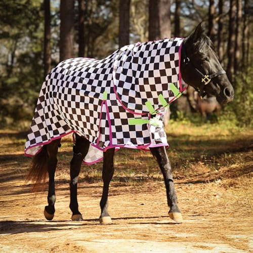 Image of Jeffers Expression Soft Mesh Fly Sheet for Horses 87 inch - Skater Cowgirl, Lightweight Mesh Combo Neck Sheet, Breathable UV Protection, Summer Horse Blanket with Straps for Stable or Turnout
