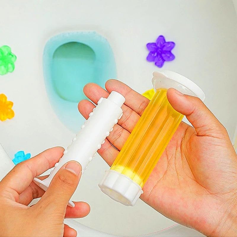 Wickston Toilet Cleaning Gel Flower Automatic Toilet Gel Stamp Cleaner Long-Lasting Fragrance Bathroom Deodorizer Safe Non-Toxic Refills Fresh Stamp Injection (Gardenia(Green)) 4