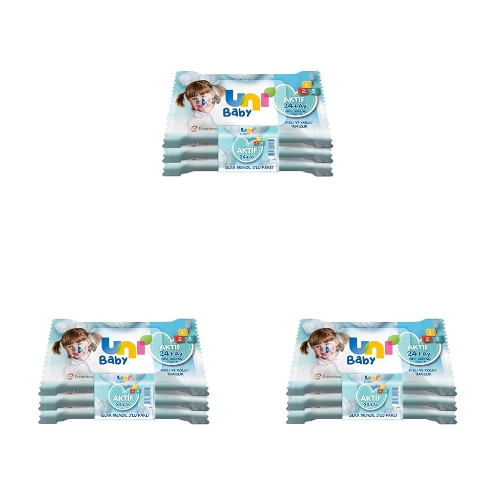 Uni Baby Aktif Cep Mendil 3 * 15 Yaprak 3lü paket