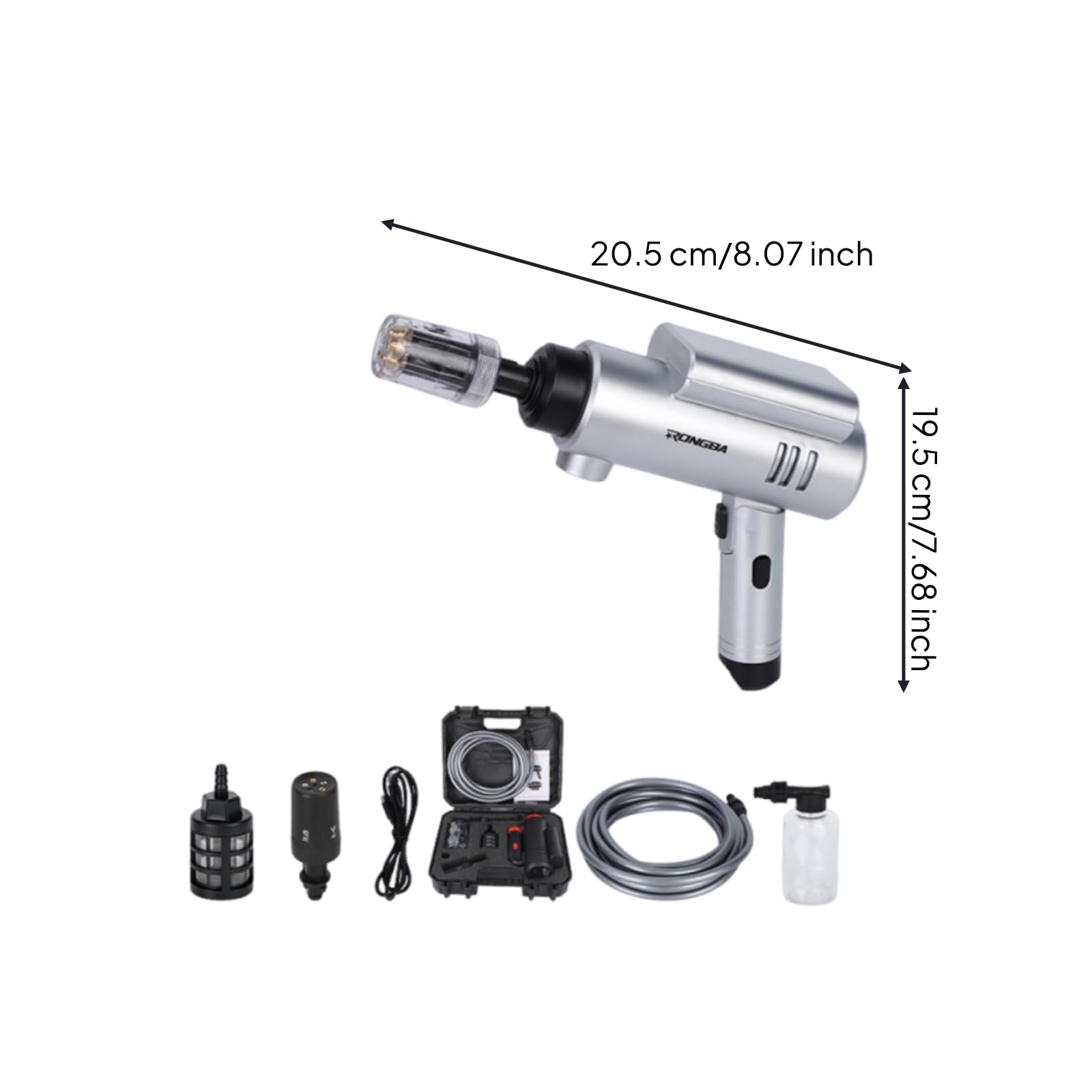 LOVIVER Hidrolavadora con Bomba Agua Hidrolavadora con Pistola Pulverizadora Autocentrante Limpiador para Viajes, 12 V, Gris