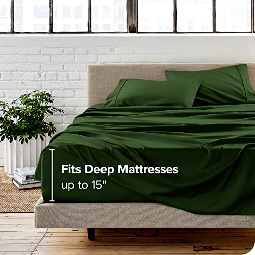Bare Home Queen Sheet Set - Luxury 1800 Ultra-Soft Microfiber Queen Bed Sheets - Double Brushed - Deep Pockets - Easy Fit - 4 Piece Set - Bedding Sheets & Pillowcases (Queen, Forest Green) #TOP2