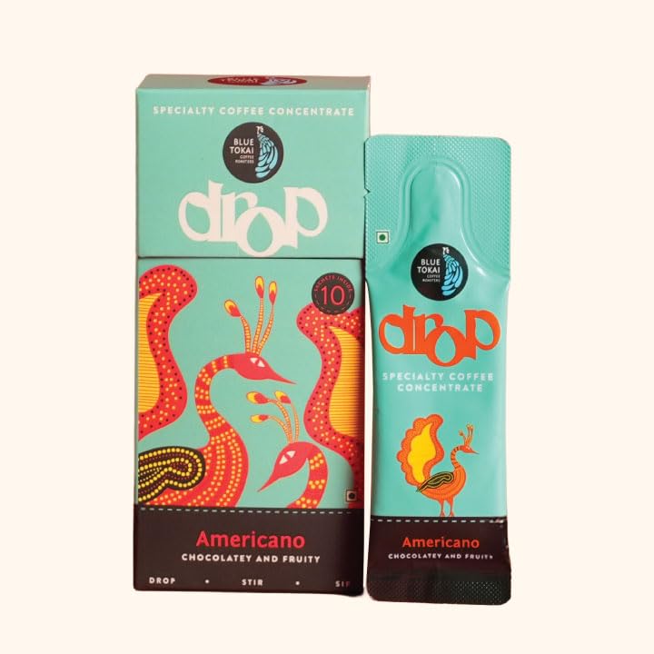 Image of Blue Tokai Coffee Roasters Drop Americano | Liquid Coffee Concentrate | 100% Arabica | Ready to Use Coffee | Hot or Cold | Pack Of 10 Sachets | 20ML Each | Instant Coffee | Specialty Coffee Concentrate
