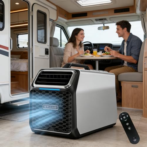 dosiwlatever Aire Acondicionado portátil 12V 24V 5000 BTU para Camping y Caravana, con compresor GMCC, Aire Acondicionado portátil pequeño 52 dB silencioso con Temporizador y Control Remoto Silver