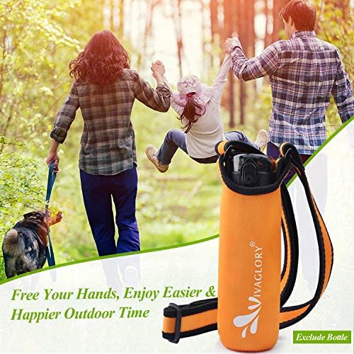 VIVAGLORY Neoprene Water Bottle Holder for Walking, with Adjustable Shoulder Strap, Fits Bottle with Diameter in 7.1-8.2cm