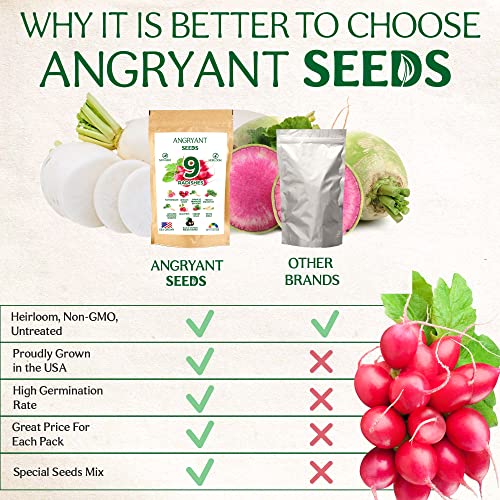 Radish Seeds 9 Variety Pack - Non Gmo, Heirloom Seeds For Planting Indoor, Outdoor, And Hydroponic Vegetable Garden - 100% Usa Grown - Including Champion, German Giant, Watermelon, Daikon And More #TOP5