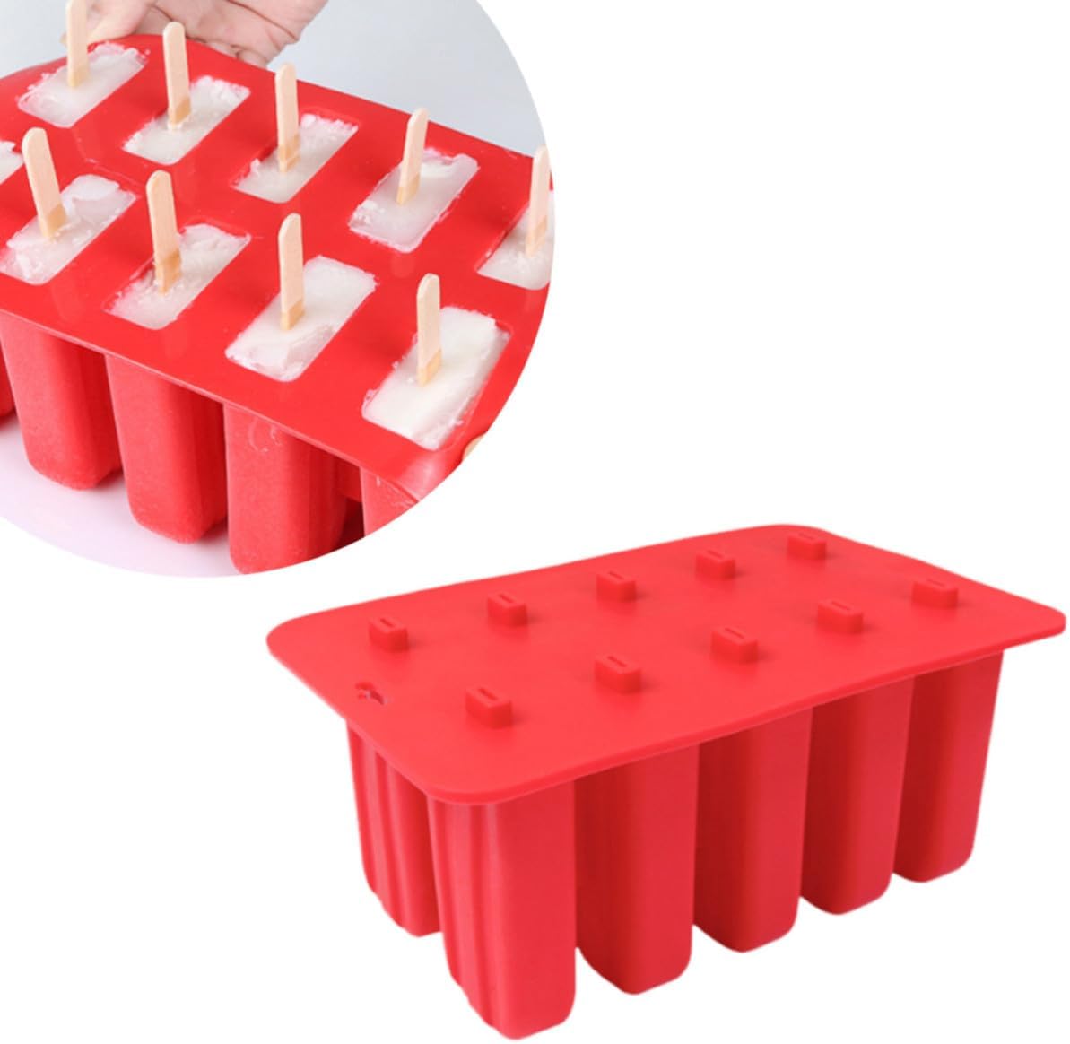 Silicone Ice Pop Mold 10 Grid Reusable Maker for Home Kitchen