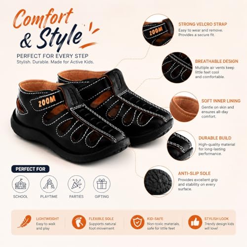 Image of ZOOM Sandals Casual Fisherman Adjustable Sporty Summer Closed Comfortable Toe Sandals with Premium PU Padding For unisex kids-pack of 1(9 Months-4.5 Years)
