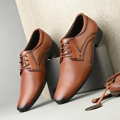 Image of Centrino Formal Shoes for Men | Lightweight Comfortable Office Shoes for Man Stylish | Cushioned Insole Lace-Up Shoes for Men | Durable TPR Sole | Trendy Classic Design Footwear for Men (8119)