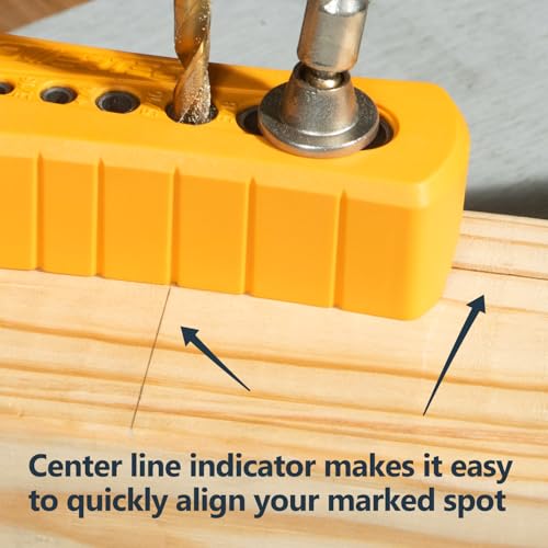 POWERTEC Drill Guide - Multi-Functional Drill Jig Block w/ 6 Common Drill Bit Sizes - for Straight Drilling Holes, Woodworking Tool, 1 PK (71971V)