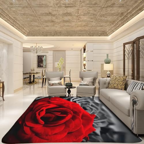 Tapete rojo decorativo rectangular 60x90 cm miniatura 3