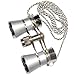 HQRP 3 x 25 Opera Glasses Binocular w/Crystal Clear Optic (CCO) Platinum Pearl with Silver Necklace Chain