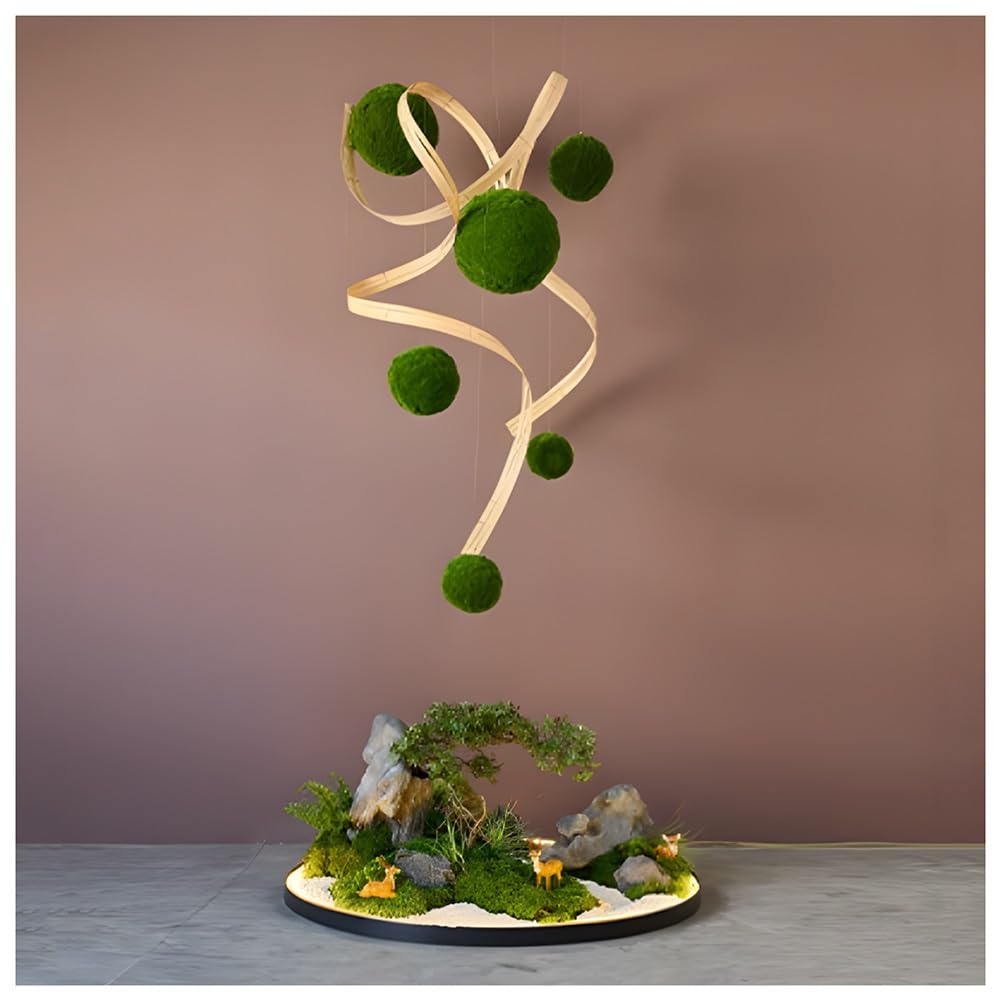 GZHERVICES Bola Decorativa de Musgo Verde Colgante Artificial, Kit de Bricolaje de Musgo de Reno Verde Natural, decoración de vegetación Falsa, Arte de jardinería, decoración de Techo