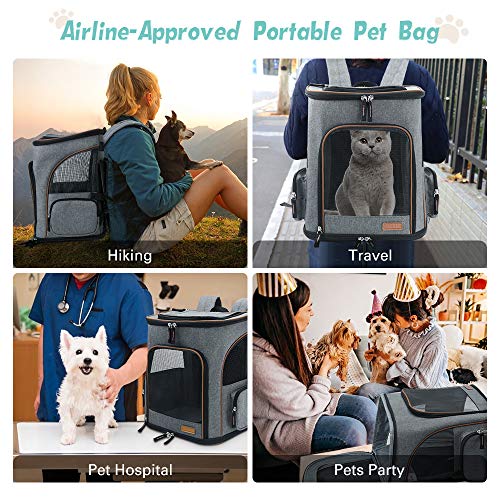 Lekesky Pet Backpack Carrier Expandable Cat Carrier Backpack Dog Backpack for Small Medium Dogs Cats Carrier with Inner Leash Attachment and Washable Mat Pet Carrier Fit Pets Up to 15 lbs, Grey - Image 8