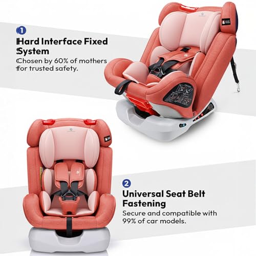 Image of StarAndDaisy Baby Car Seat 0 to 12 Years /Convertible Car Seat for Baby with 5 Points Safety Belt & 3 Lavel Adjustable Reclining /Baby Car seat with Forward & Rearward Facing Mode - Pink