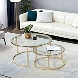 Runder Couchtisch für Wohnzimmer, moderner Beistelltisch mit stabilem Metallrahmen und...