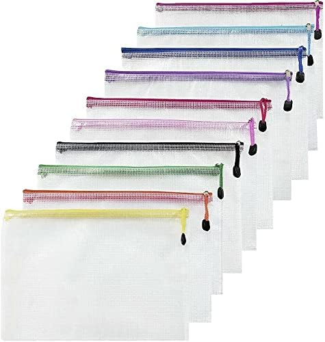 A4 Plastic MESH Wallets - 10 PCS ¦ Zipped Folder, Files Document Wallets ¦ Zip Lock Bags & Organiser - Waterproof - Perfect for School, Office, Invoices, Books, Filing