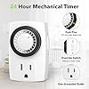 BN-LINK BND-60/U47 Indoor Mini 24-Hour Mechanical Outlet Timer, 3-Prong, 2-Pack