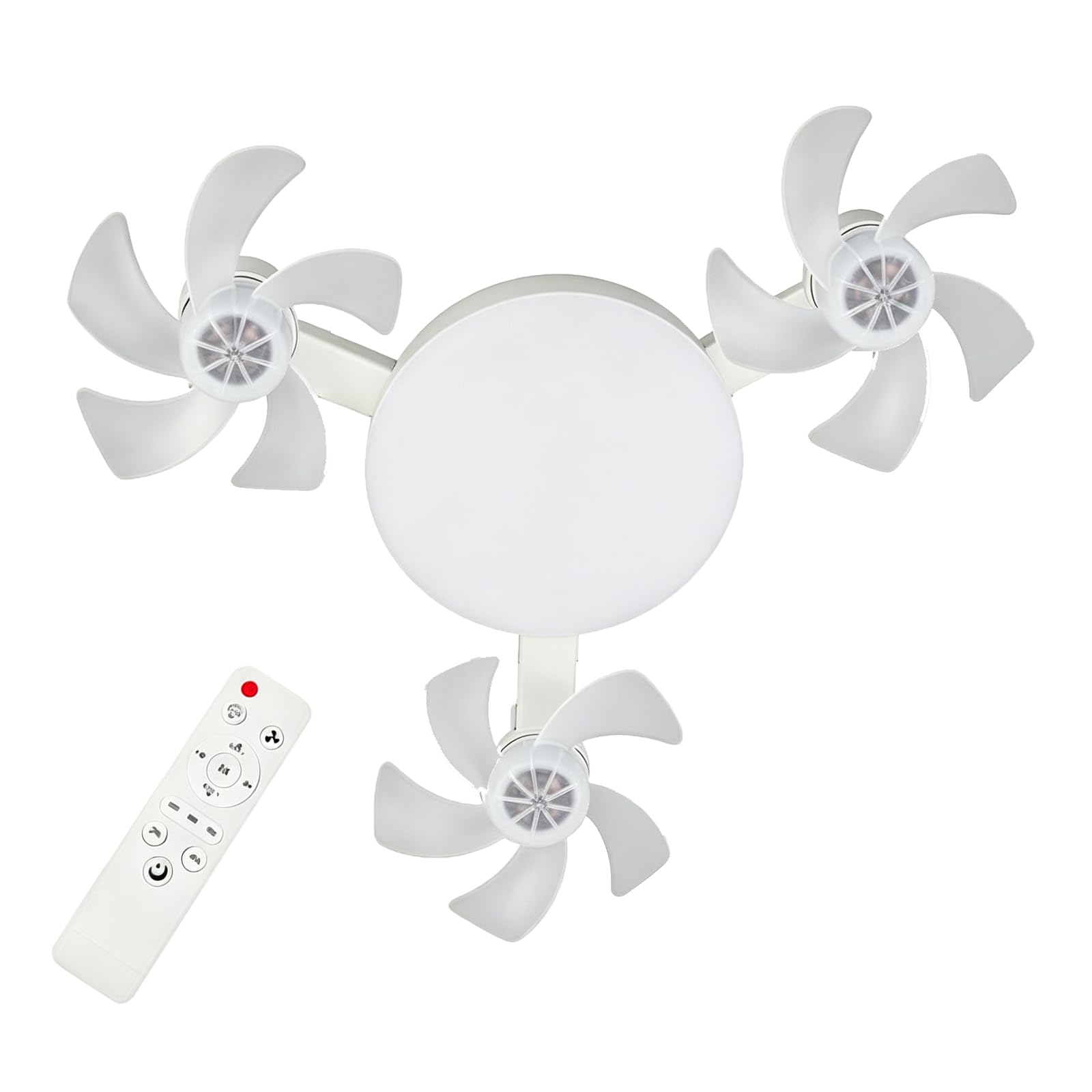 ANBTUKJ E27 Ceiling Fan Light with Remote, Screw-in 3-Speed 3-Color Dimmable Quiet Foldable Low Profile for Closet Kitchen Bedroom RV