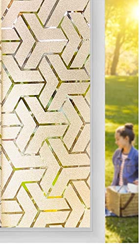 Image of SUNBIRD Window Film Privacy Colorful Window Sticker, Decorative Window Vinyl, Adhesive Home UV Blocking, Heat Insulation Static Cling for Bathroom Office (24 X 60 INCHES, Plus Frost)