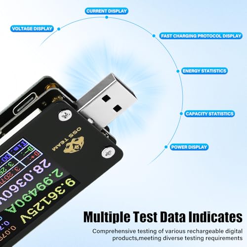 Image of Diymore 2 in 1 USB C Tester Type C Power Tester DC 4-24V 6A 1.77-inch Multi-Function Voltage and Current Meter QC /PD Protocol Trickle Charger Quick Charge