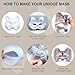 J6&H6 31 Pcs DIY Therian Mask Kit with Exclusive Funny Stickers, Blank Cat Mask,Fabric Sheet, Faux Fur and Eye Mesh Suitable for Christmas Ghost Role-Playing Parties(Grey)