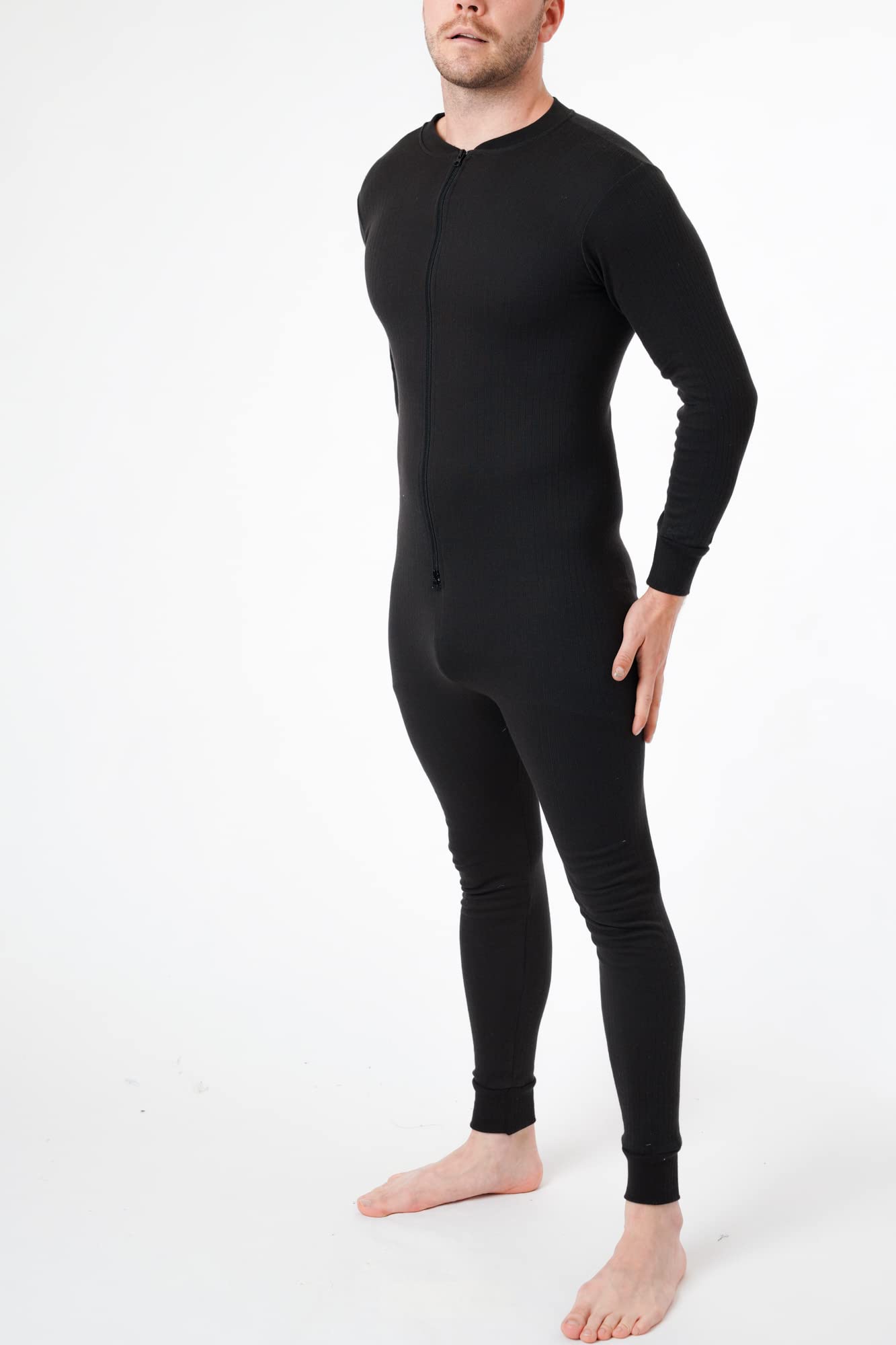 LABEL APPAREL Mens Thermal Onesie Union Suit Pajama Bottom Zipper Underwear Body Suit Cozy Zip Nightwear Long Sleeve Playsuit Long Johns Baselayer S-3XL