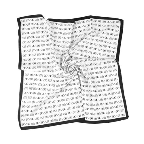 Foulard satin imitation soie motif papillon blanc carré 90x90 cm finitions soignées