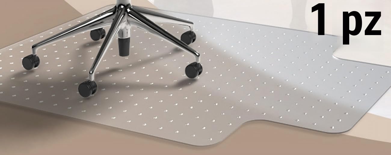 TUKA-i-AKUT 90 x 120 cm Tappetino Protettivo per Moquette, con Rivetti, Tappeto per Sedia da Ufficio per Tappeti, Spesso e Resistente, Tappetino Salvapavimento, Lattiginoso Trasparente, TKD4012