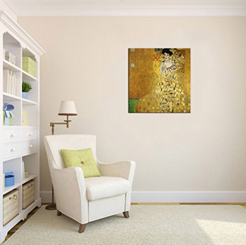 Niwo Art (Tm - Portrait Of Adele Bloch Bauer I, By Gustav Klimt, Oil Painting Reproduction - Giclee Wall Art For Home Decor, Gallery Wrapped, Stretched, Framed Ready To Hang (20"X20"X3/4") #TOP2