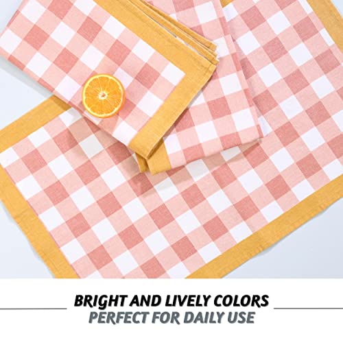 Folkulture Kitchen Towels With Hanging Loop, Set Of 3, 100% Cotton Dish Towels For Drying Dishes, 25" X 15" Tea Towels Or Decorative Kitchen Hand Towels For Farmhouse Décor (Gingham Coral) #TOP1