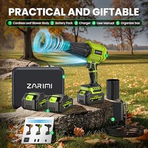 YUQUESEN Cordless Leaf Blower, 980,000 RPM Handheld Leaf Blower with 2 Batteries & Charger, Lightweight Leaf Blowers for Patio, Lawn, Leaves, Dust - Bright Green — photo 6 of 6
