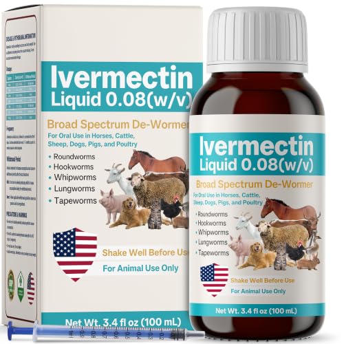 Bingbrofam Dewormer for Sheep Goat Horse Poultry & More Ivermectin Liquid for Gut Health & Digestive Support All Wormers Tapeworms Roundworms & Hookworms 100ml