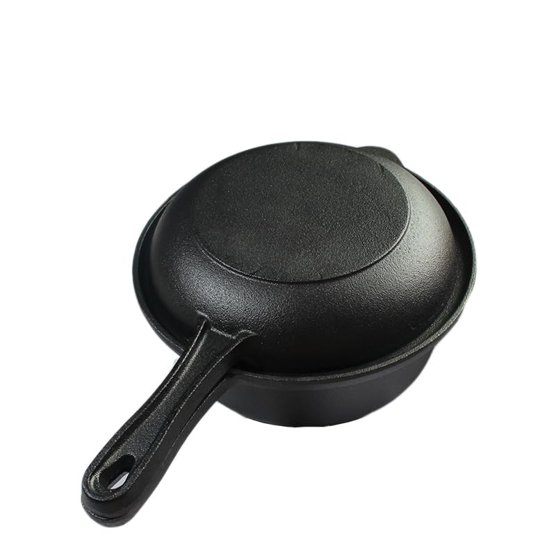 Tegame Terracotta Padella in ghisa non rivestita, casseruola multifunzione, 22 cm