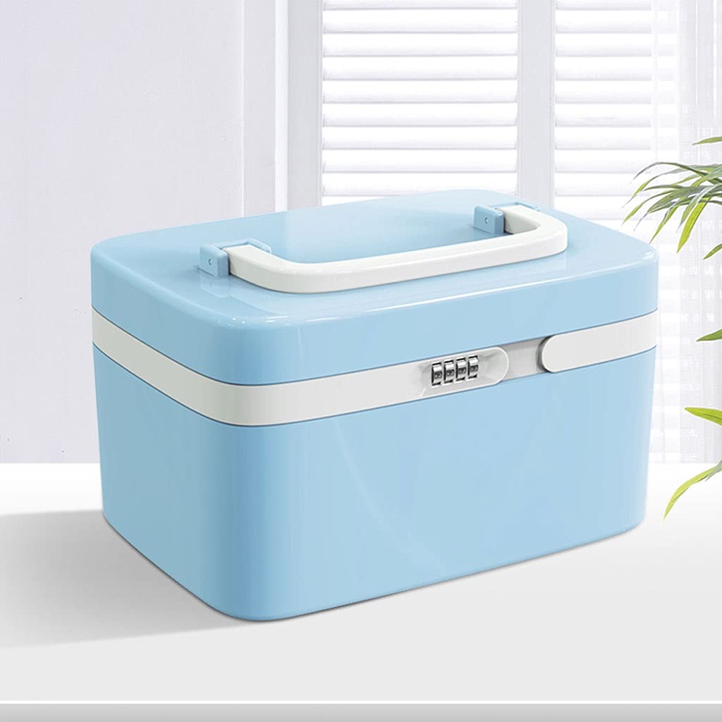 Erste Hilfe Set 10.94-Zoll-Kunststoff-Erste-Hilfe-Kasten-Passwort Medical Box Haushalts-Erste-Hilfe-Kit-Medizin-Box mit Lock-Aufbewahrungsbox Verbandskasten (Color : A)
