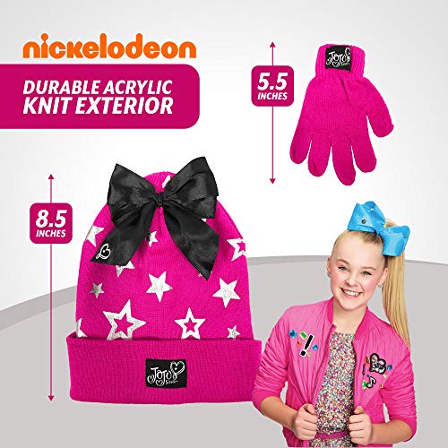 Nickelodeon JoJo Siwa Girls Winter Hat and Gloves Cold Weather Set, Age 4-74
