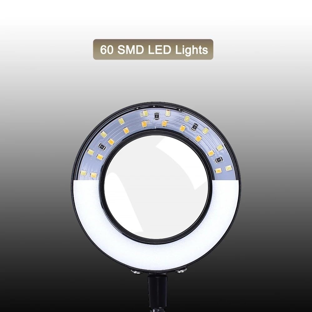 Microscopio Morsetto da tavolo flessibile Illuminato Riparazione Aiuta la lente d'ingrandimento Supporto for saldatore Clip da tavolo 5X Lente d'ingrandimento con luce LED