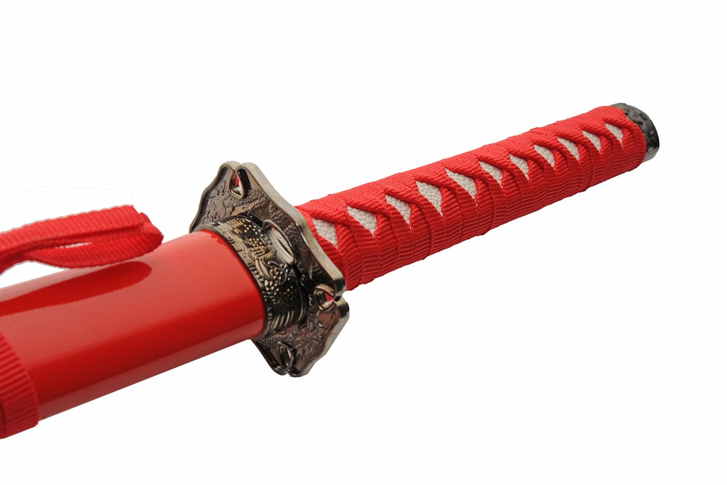 Red 3 Piece Dragon Samurai Sword Set with Display Stand