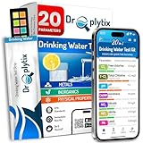 DROPLYTIX Mobile App Advanced Drinking Water Test Kit, 20-in-1 Home Water Testing Strips for Tap and Well Water, Pool and Hot Tubs, Tests pH, Hardness, Lead, Iron, Chlorine, Nitrate, Fluoride, Mercury