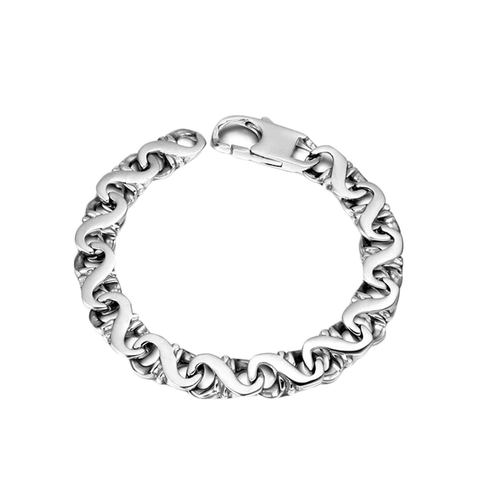 ANAZOZPulseras Hombre de Acero Inoxidable,Pulseras Hombre Punk Pulsera Hombre 20cm Pulseras 9.1 mm Pulseras Hombres Plata