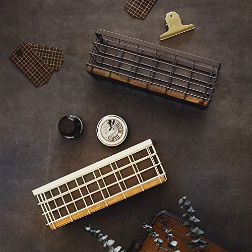 Tieyipin Small Metal Wire Storage Basket, Detachable Wood Base Storage Organizer Bin Basket For Kitchen Cabinets, Bathroom, Pantry, Garage, Laundry Room - Brown #TOP7